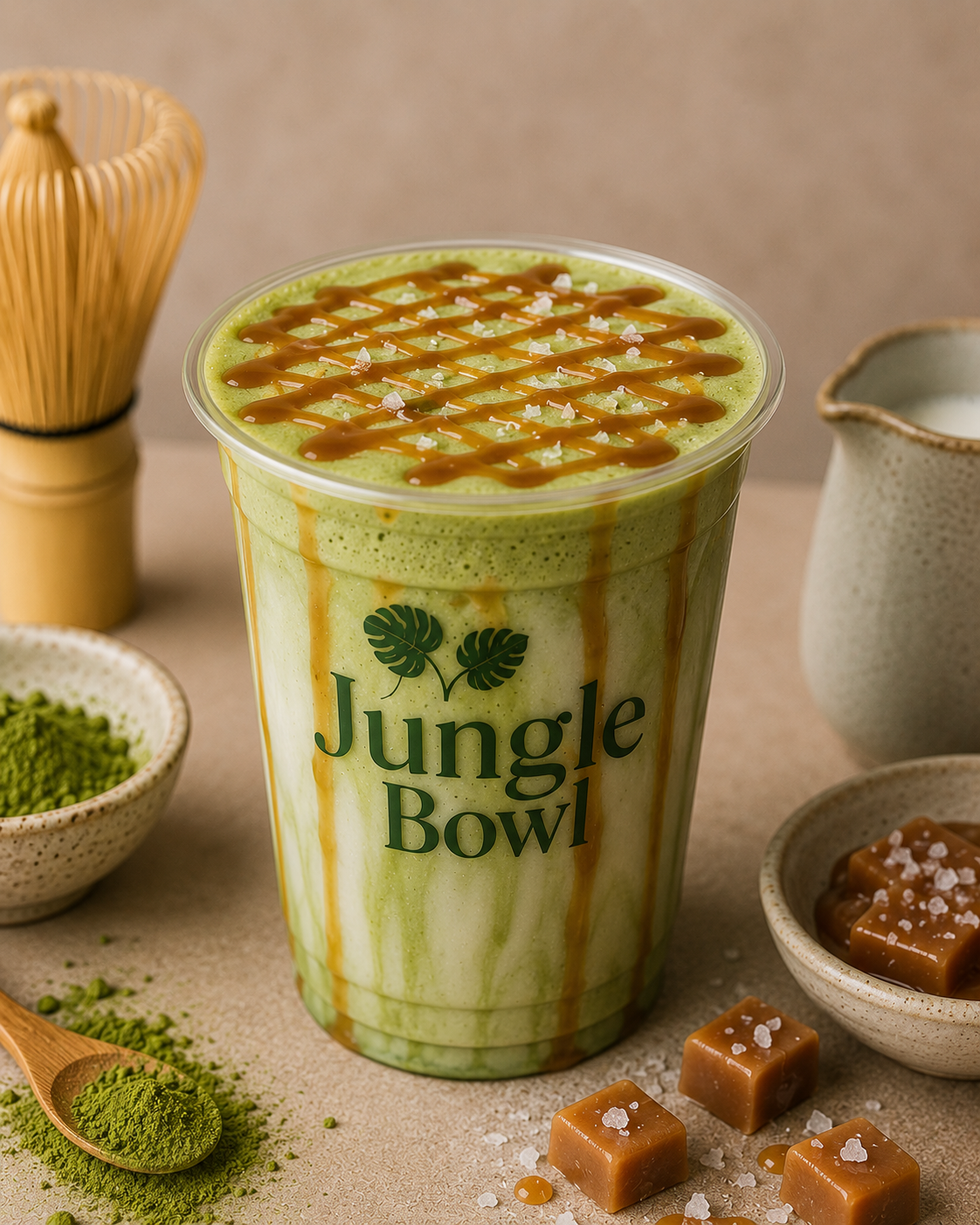Pumpkin Pecan Waffle Matcha Latte